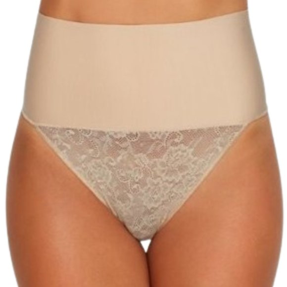 Maidenform Women's Tame Your Tummy Lace Thong in Nude 1 Lace Size S(DM0049) NWT - Picture 1 of 6